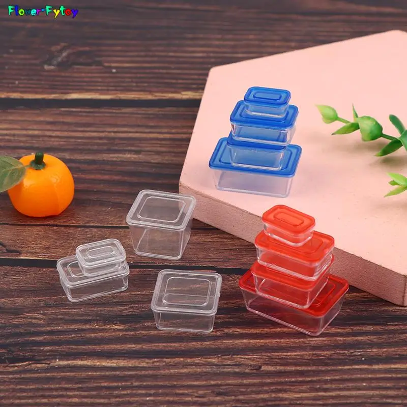 1/4pcs 1/12 Dollhouse Mini Fresh Keeping Box Lunch Box Model Kitchen Tableware Decoration 4