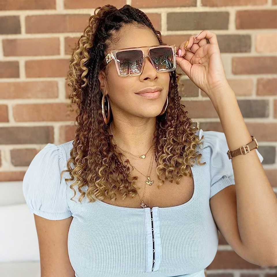 14 18 Inch Ombre Goddess Box Braids Crochet Hair Purple Pink Bug Blue Blonde 30 27 350 Colors Bohemian Box Braids Hair Entension 1