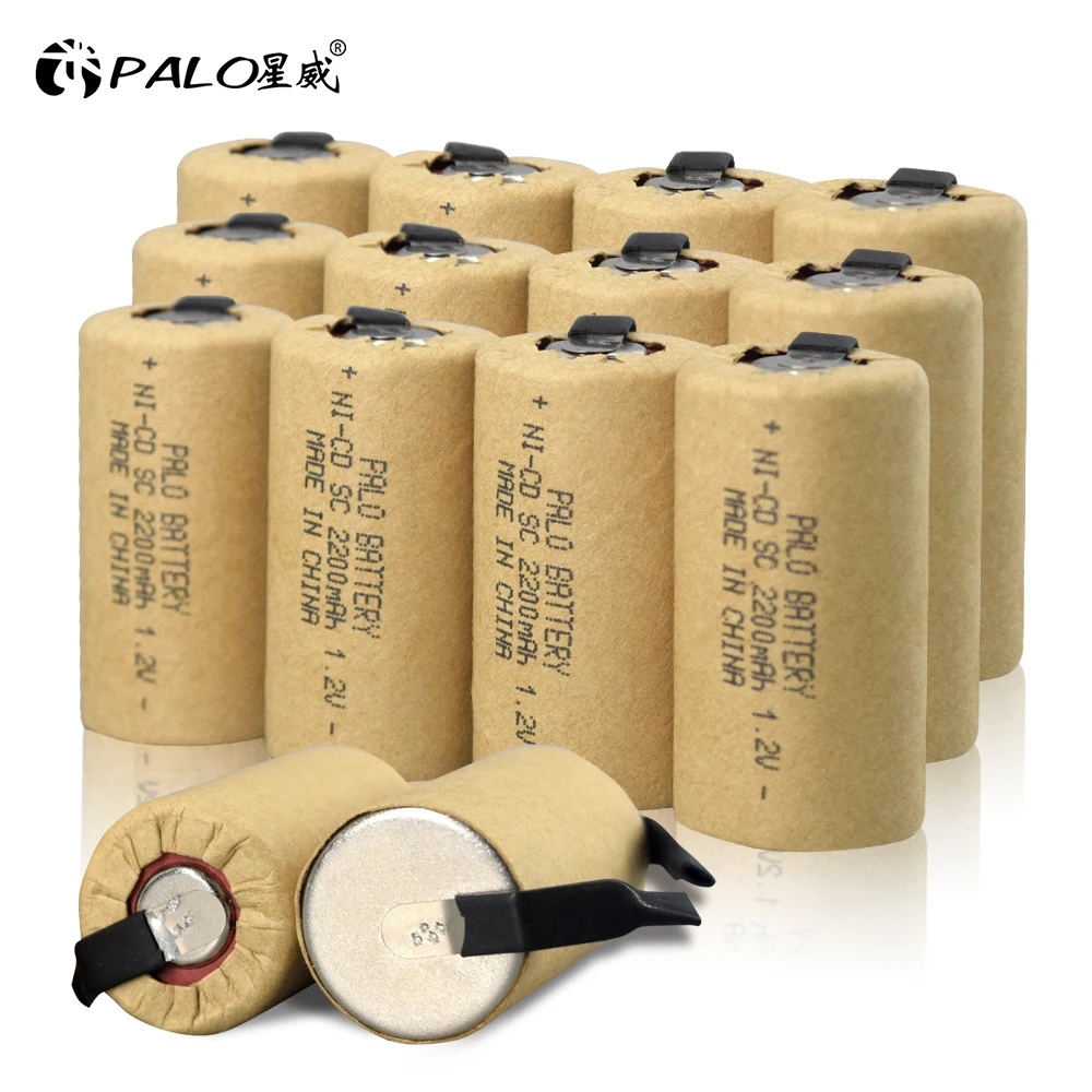2-12Pcs 2200Mah Sc 1.2 V Batteria Ricaricabile 1.2 V Sub C Ni-Cd Cella Con Linguette Di Saldatura Per Trapano Elettrico Cacciavite Batteri