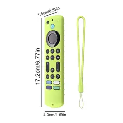 Enhanced Silicone Shockproof Replacement Case with Lanyard for Streaming Device Remote Control (Fluorescent Green)