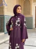 110438-10d6e3.jpg Robe longue Kaftan Abaya africaine en strass avec écharpe couleur terre cuite, manches chauve-souris, tenue de soirée modeste pour femme musulmane, pour l'Aïd et les mariages