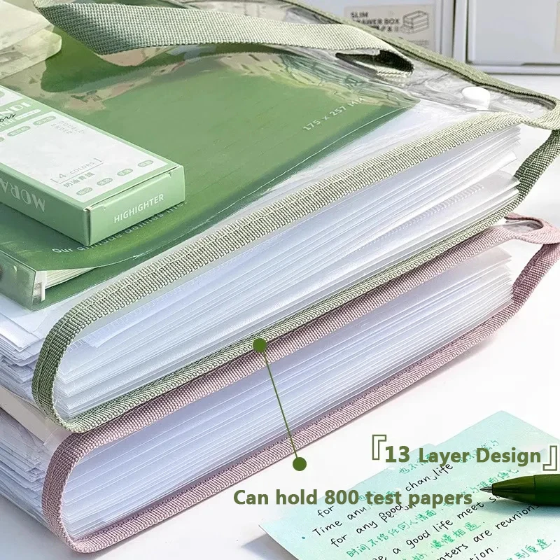 13-Layer A4 Expanding File Folder Organizer Multi-layer Filing Transparent for Documents Aesthetic Paper Work School Home