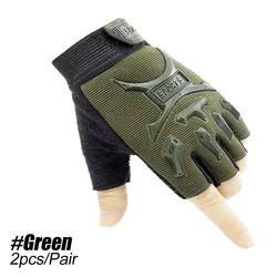Kids Half Finger Non-Slip Adjustable Cycling & Sports Gloves - M Palm 16-18cm (Green-1Pair)