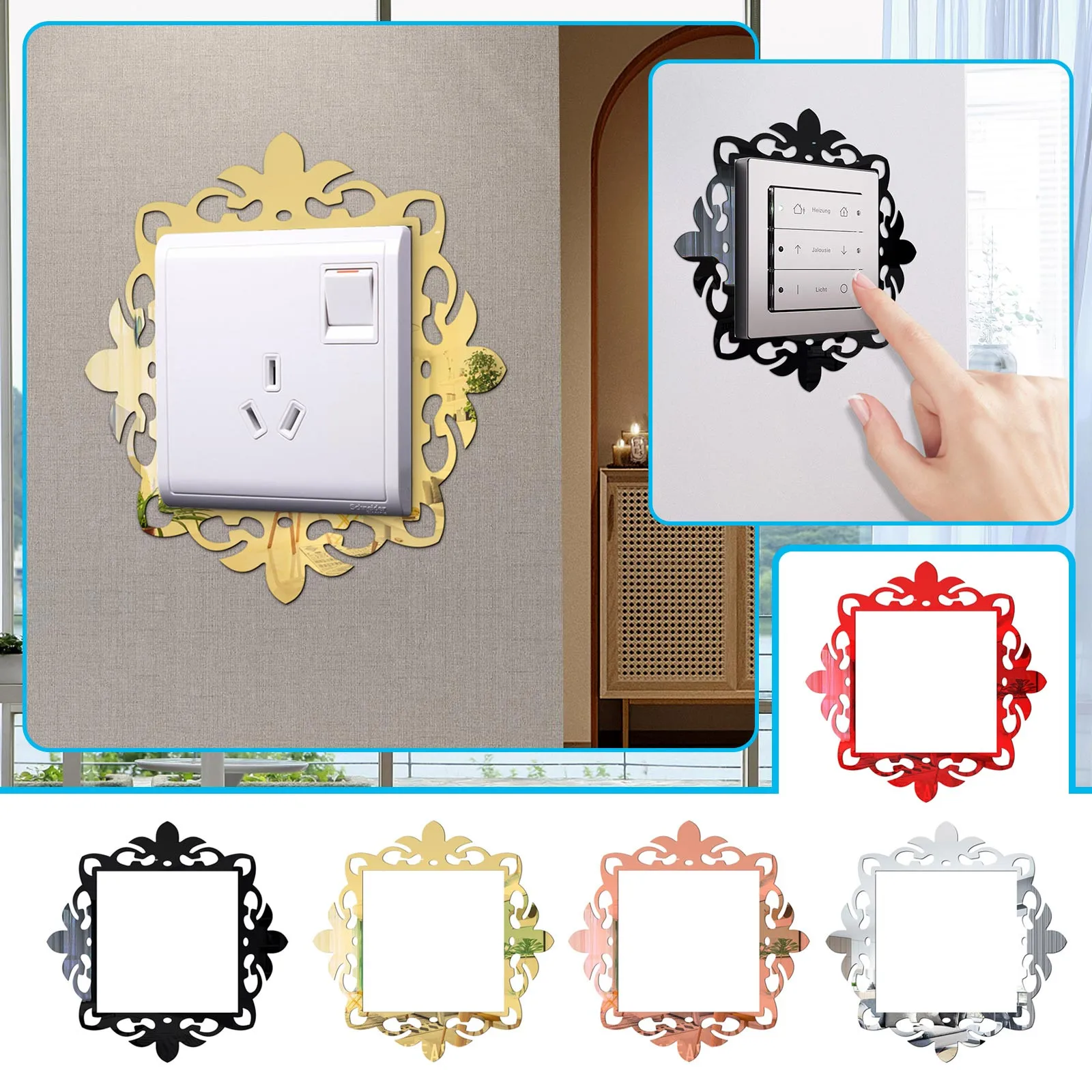 Decorations Home Room 2023 Wall Mirror Frames Switch Sticker Wall