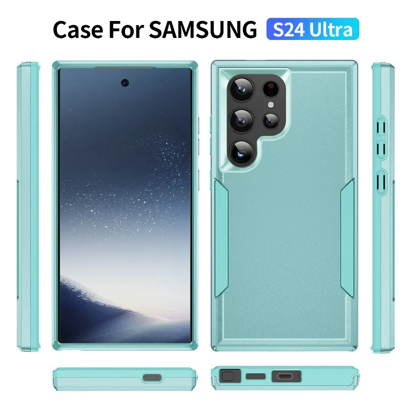 Coque de téléphone portable antichoc de luxe en TPU + PC souple et rigide avec double protection pour Samsung S24 23 22 21Ultra_voghion.com