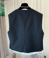 Femmes dentelle Patchwork gilet coréen col rond décontracté sans manches vestes 2025 femme gilet ample Vintage Chic hauts femmes vêtements 2