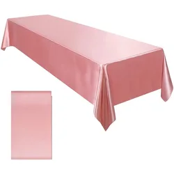 Rose Gold Satin Tablecloth - Nordic Elegance Wedding and Party Table Cover - 145x100cm (Rose pink)