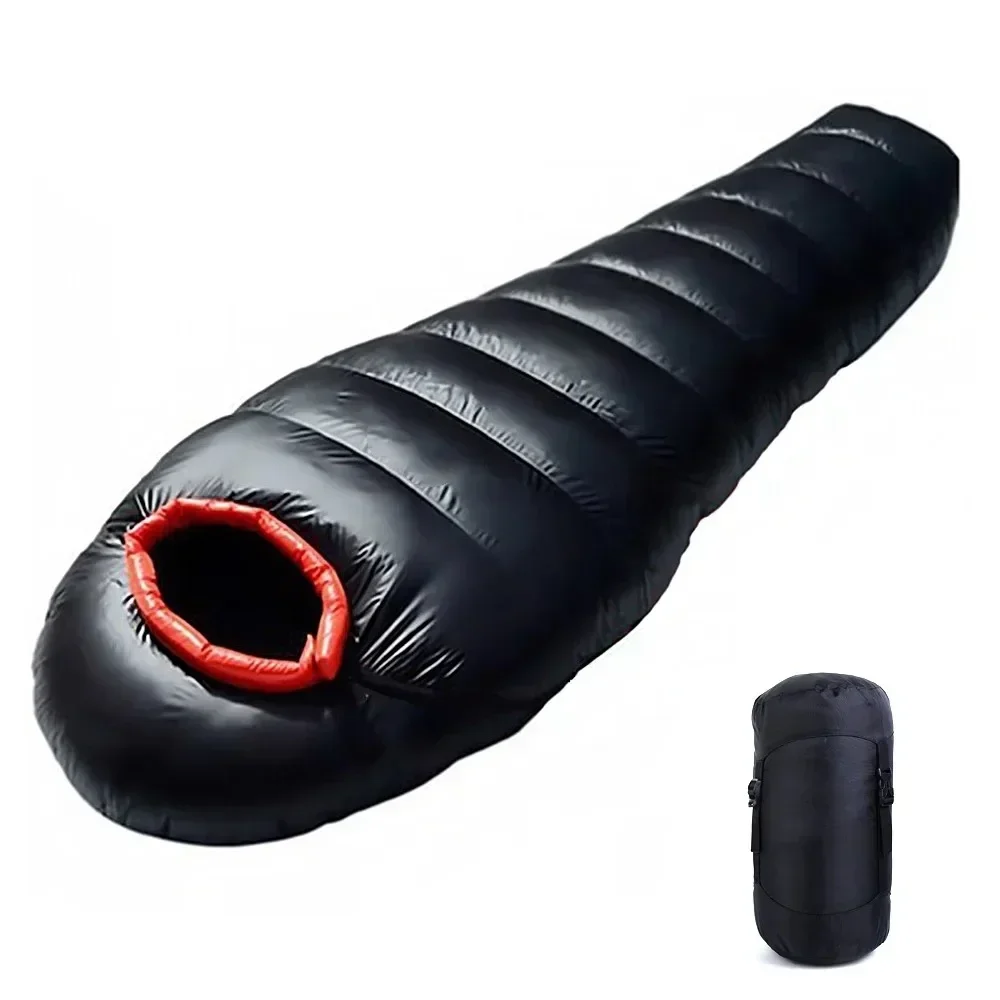Winter Down Sleeping Bag Adult Mummy Goose Down Three Seasons Camping Trips