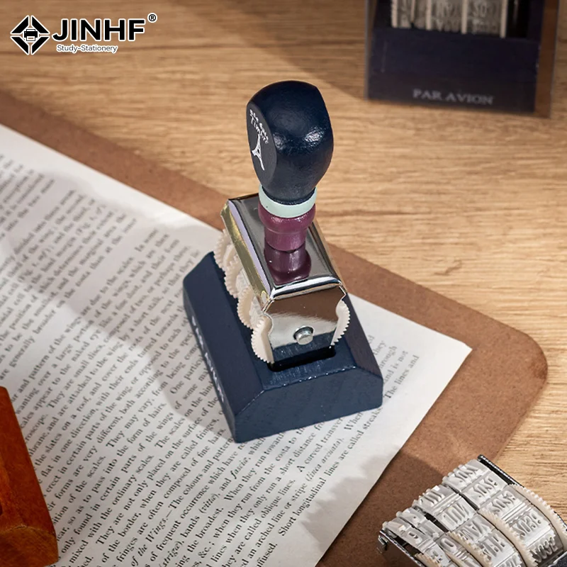 빈티지 나무 손잡이 날짜 롤러 스탬프 DIY 스크랩북 플래너 핸드 계정 저널 스탬프 카와이 문구 사무용품