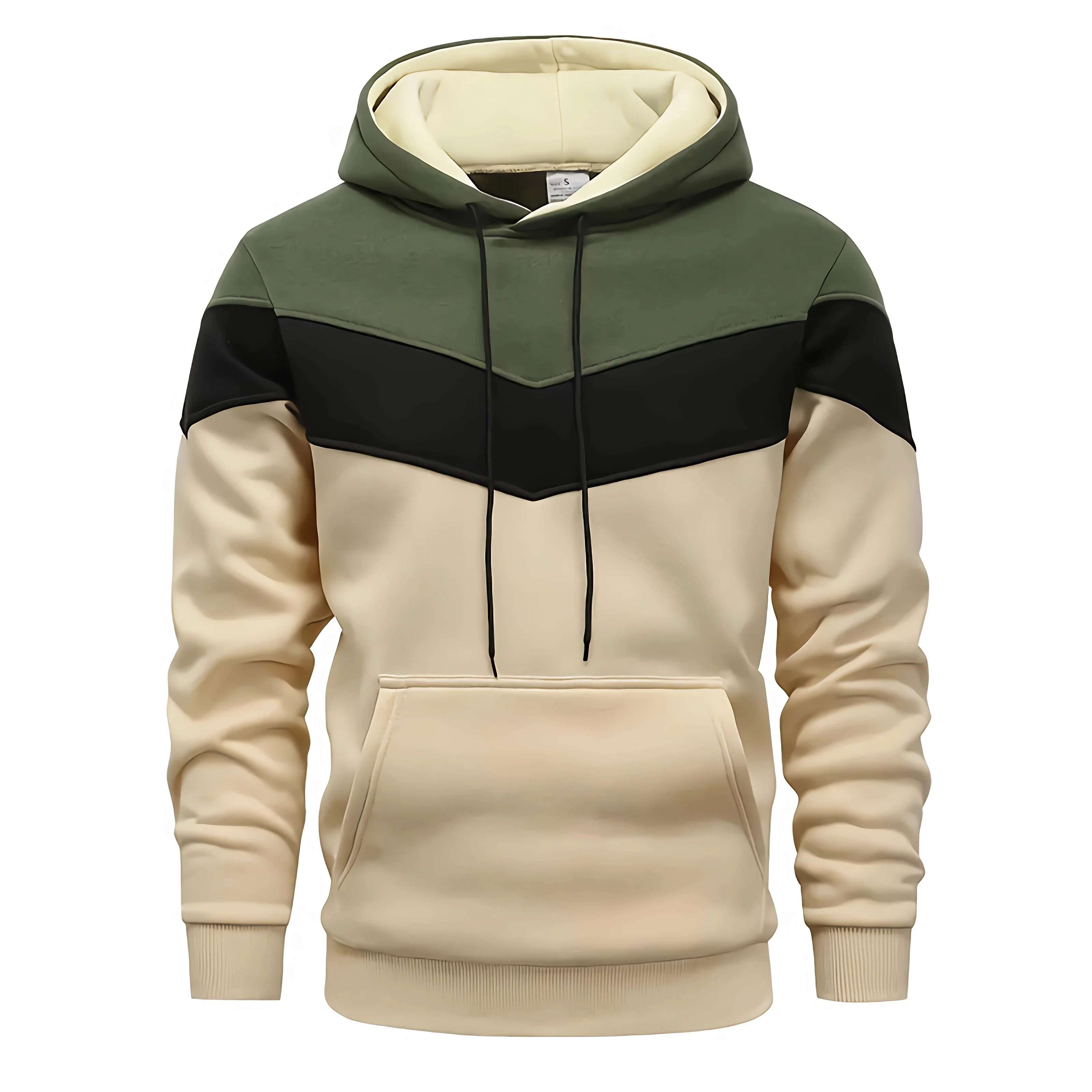 Men's Casual Patchwork Hooded Sweatshirt