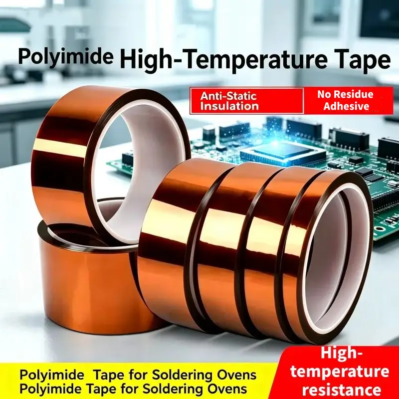 Kapton Single-Sided Tape, High Viscosity Traceless Insulation Adhesive Tape for High-Temp Solder Oven, PCB Solder Masking image 1