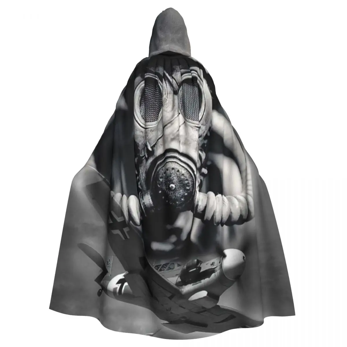 

War Tattoo Hooded Cloak Halloween Party Cosplay Woman Men Adult Long Witchcraft Robe Hood