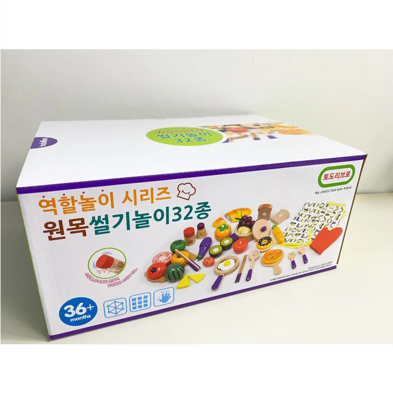 

Wooden Fruit Vegetable Combination Cutting Baby Toy Set Montessori Simulation Kitchen Series Game Kids Educational Gifts