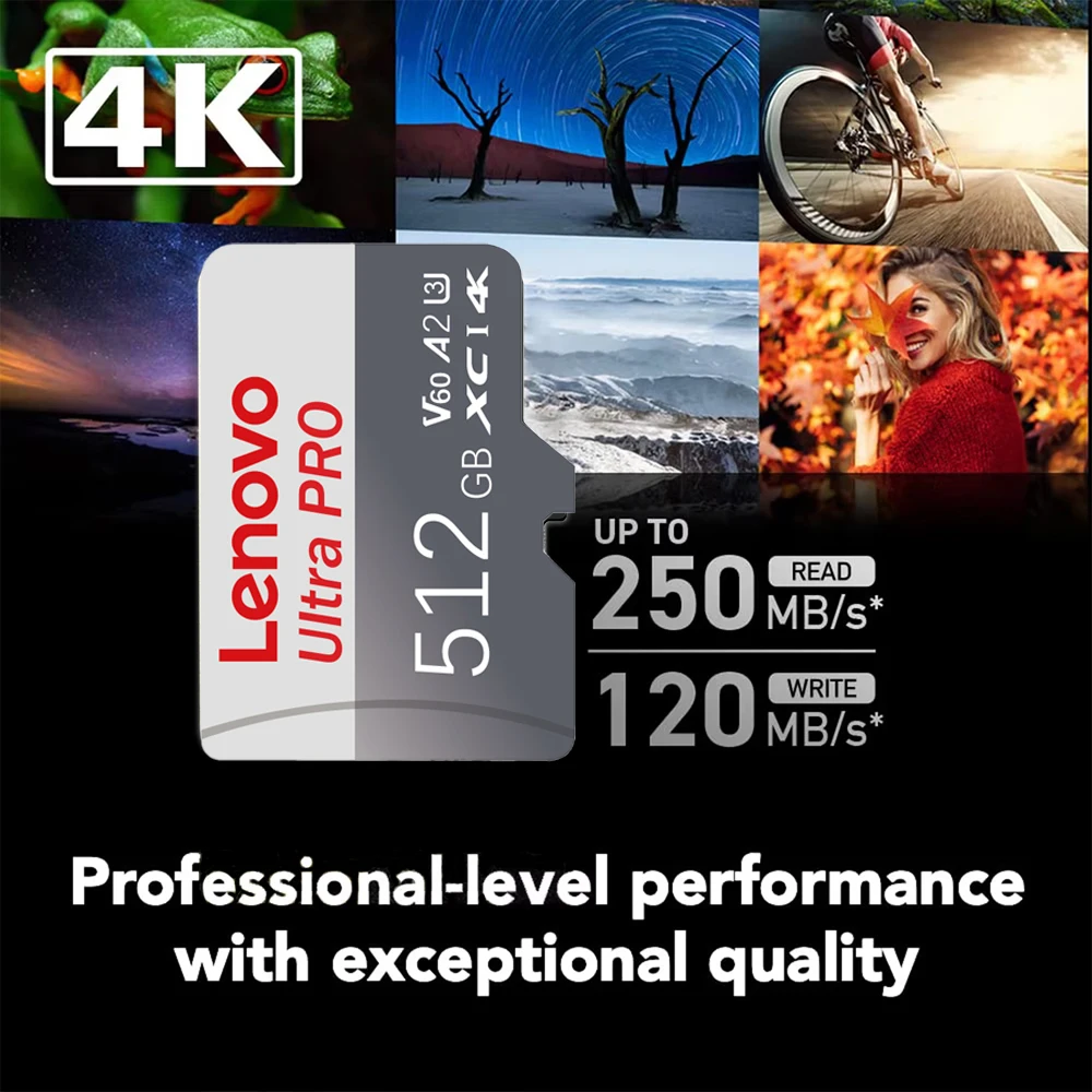 thumbnail image 4 of Tarjeta de memoria Lenovo de 2 TB y 1 TB, clase 10, A2, Micro TF, SD, 128 GB, 256 GB, 512 GB, tarjeta de memoria SD para cámara, Nintendo Switch, 4 of 5