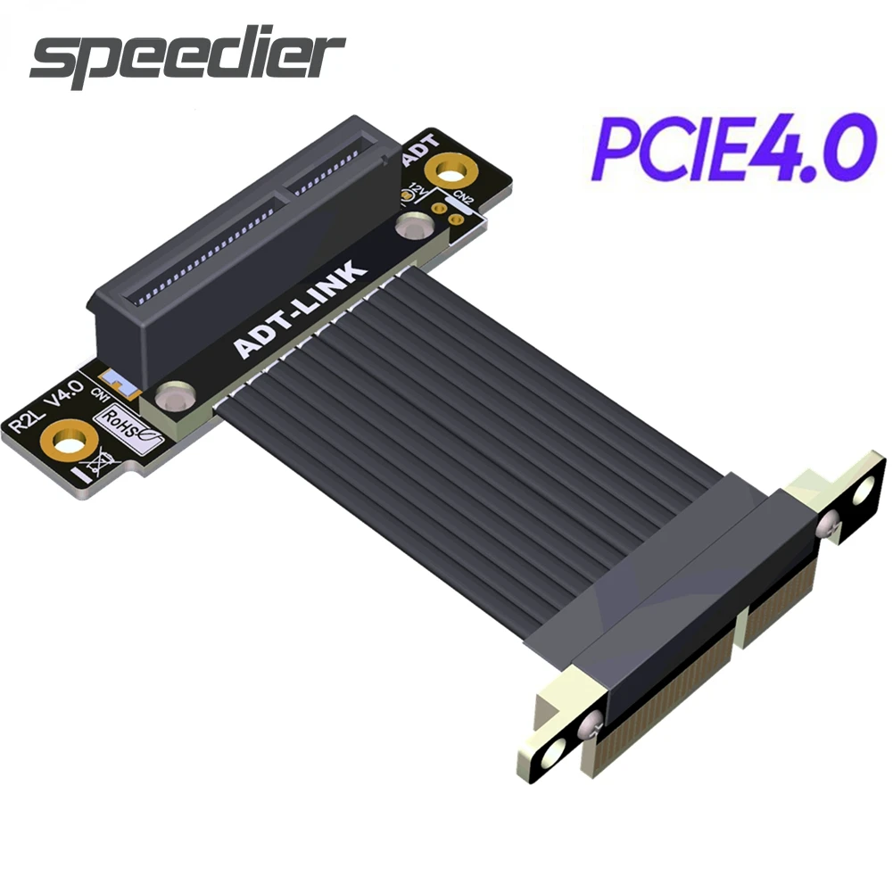 Cabo de Extensão Pcie 4.0×4 Pci Express 4x Graphics Ssd Extender Riser Card Cabo Dual 90 Graus Angular Direito Gen4 Gpu 2023 Novo