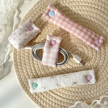 1PC Floral Cable Tie - INS Style Cloth Cord Organizer, Cute Reusable Wire Straps for Earphone/Data Cables 1