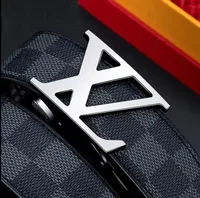 Men's Genuine Leather Belt Business Casual Automatic Buckle Checker Pattern Cowhide Trousers Belt​