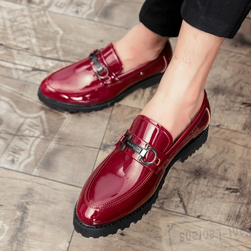 patent leather shoes for men formal shoes men classic coiffeur italian loafers party wedding dress erkek ayakkabi