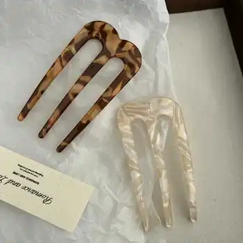 Forcine per capelli francesi per donna Forchette per capelli a forma di U Accessori per acconciature vintage Bastoncini per capelli a 3 punte alla moda