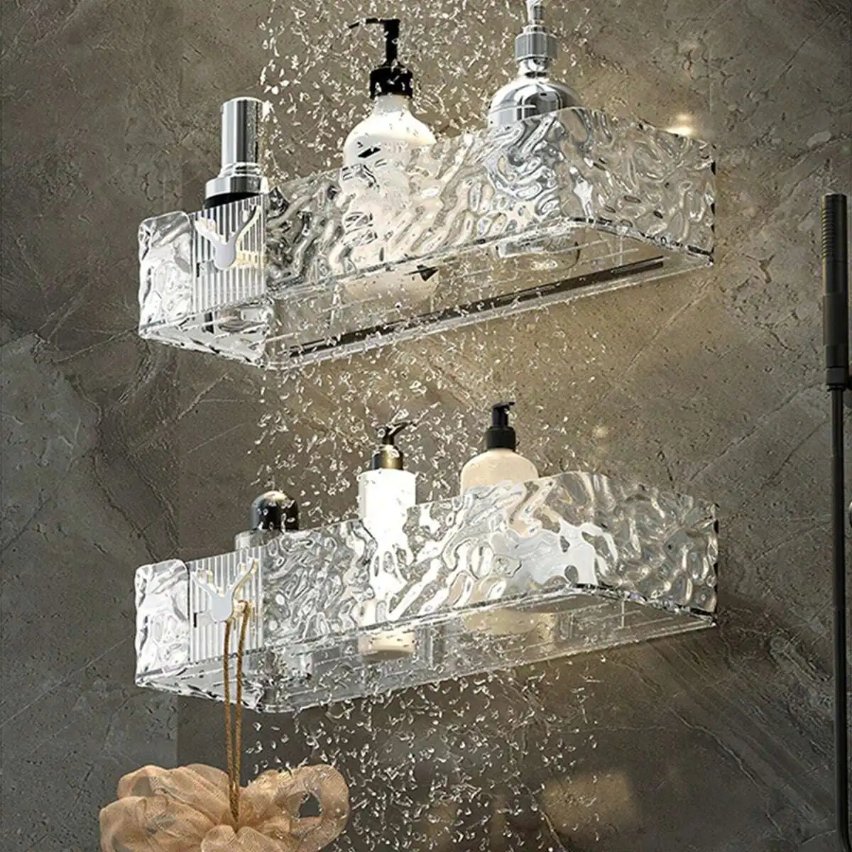 Bathroom Wall-Mounted Storage Shelf, No Drilling Required, Transparent Luxury Toilet Organizer, Suitable For Bathroom
