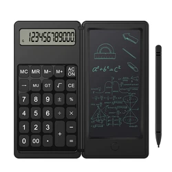 Compact Scientific Calculator with Built-in Writing Tablet and Stylus (Black)
