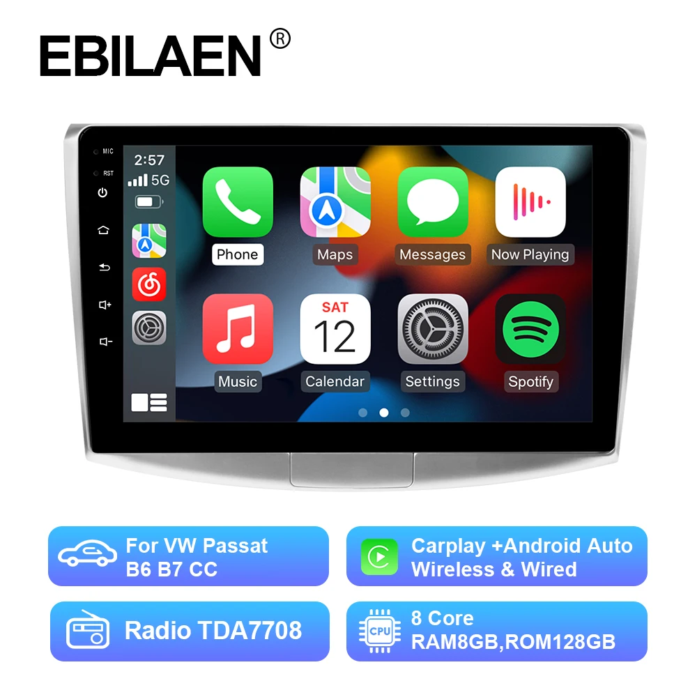 

Android 12.0 Car Radio Multimedia Player For VW Volkswagen Passat B7 B6 CC 1Din Autoradio GPS Navigation Camera Carplay