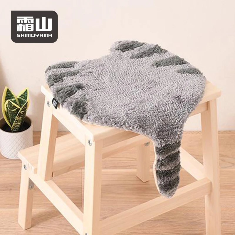 SHIMOYAMA Seat Cover Fluffy Square seat Cushion Cute Cat Design Soft Wool Seat Cushion for Chairs Stools Chair Pad Round 3