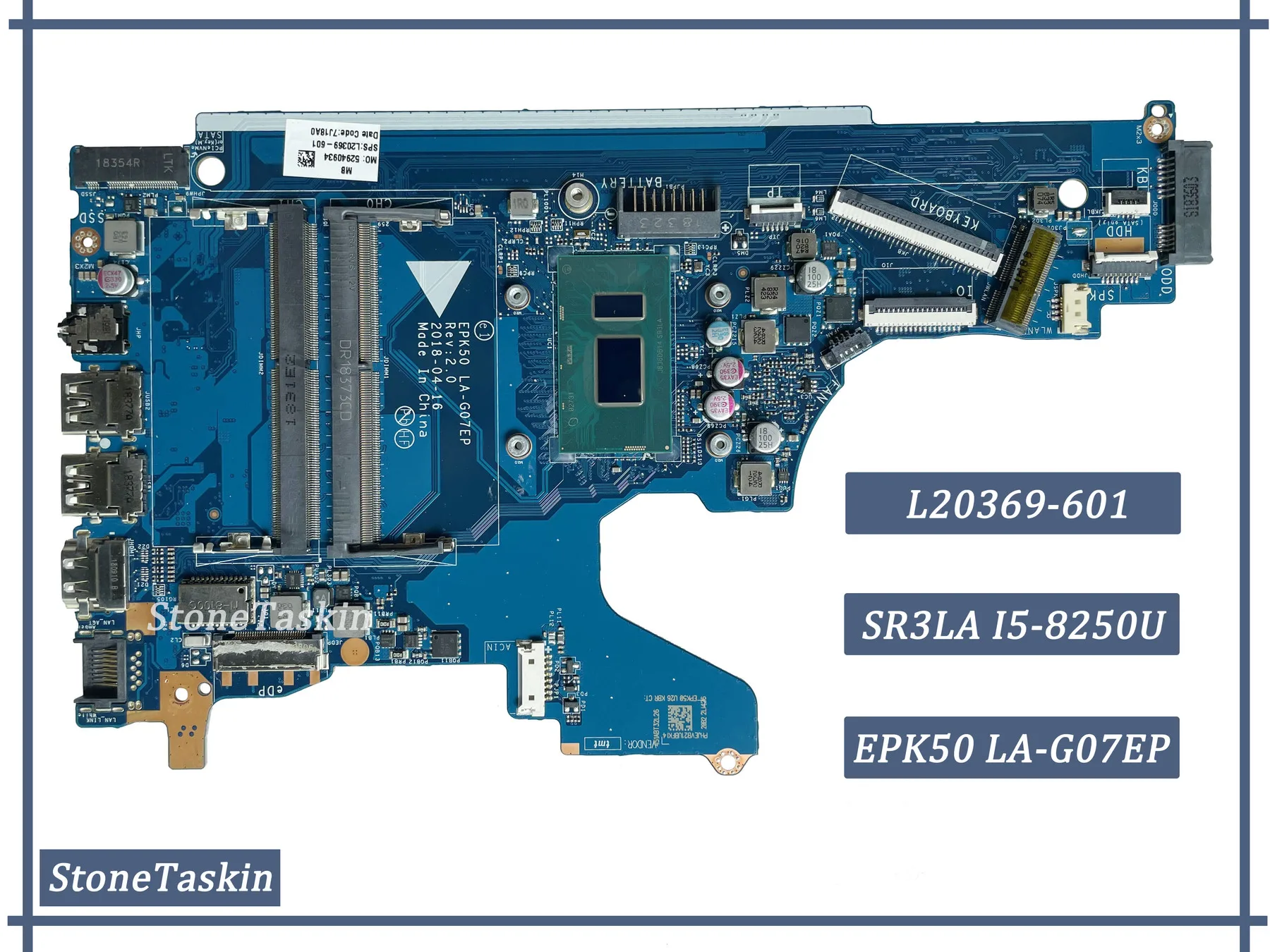 Материнская плата для ноутбука HP Pavilion 15-DA EPK50 LA-G07EP CPU SR3LA L20369-601 DDR4 100%