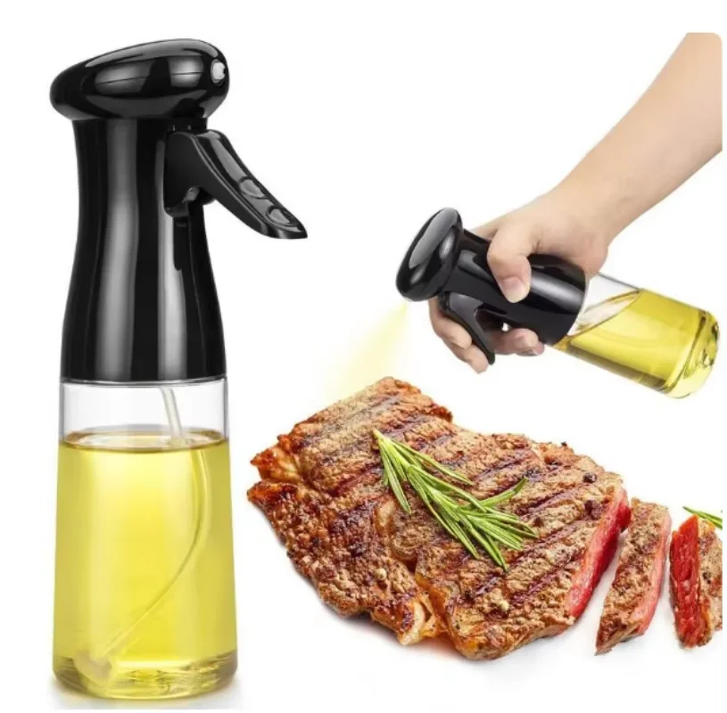 1PCS Black Transparent Kitchen Oil Bottle Cooking Oil Spray Olive Bottle Fitness Barbecue Spray Dispenser Household