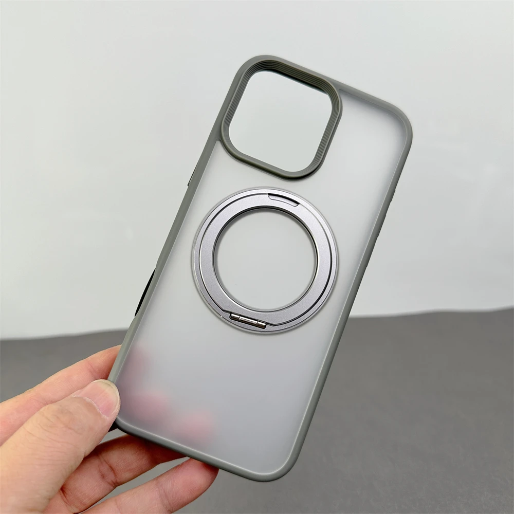 Magnetic Bumper Case with 360° Rotation Metal Ring Holder - Shockproof and Magsafe-Compatible Cover
