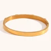 La.Muses Sweet Romantic Green Clear Heart Zircon Can Be Opened Premium 18K Gold Plated Stainless Steel Bangles For Women Jewelry 6