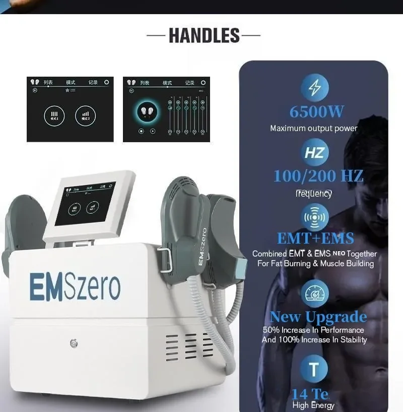 EMSZERO Machine Profession 6500W 14 Tesla RF EMS Muscle Stimulator Body Slimming Machine with 5 handles 5