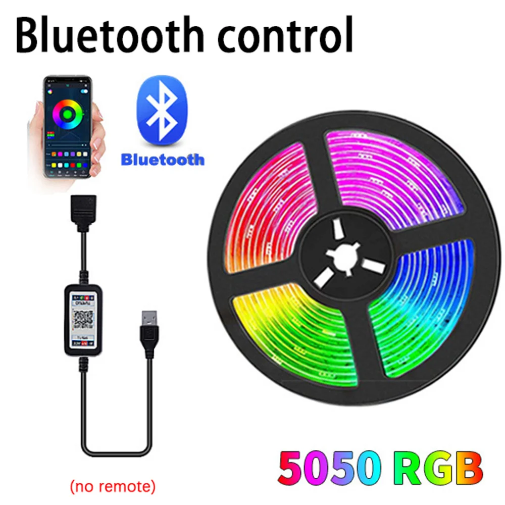 פס תאורה LED USB עם בקרת אפליקציה Bluetooth לטלוויזיה RGB 5050 סרט דיודה גמיש תאורת רקע לטלוויזיה קישוט חדר