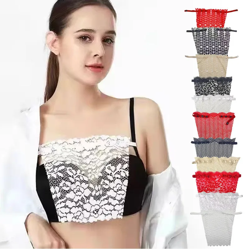 

1/2Pcs Anti-Glare Tube Top Underwear Women's Lace Cleavage Cover Up Mock Camisole Bra Strapless Insert Wrapped Chest Intimates