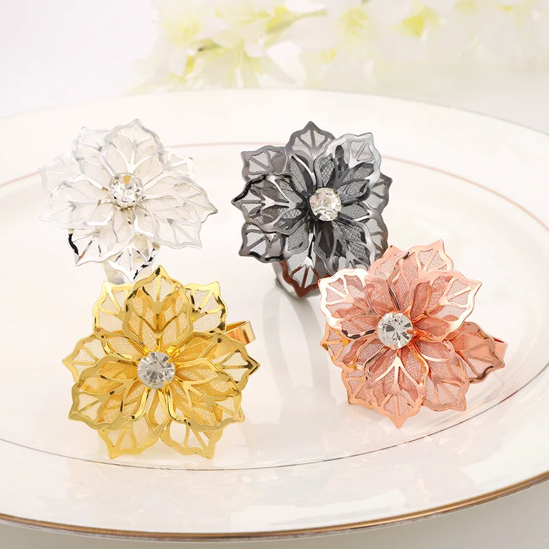 Exquisite Flower Napkin Rings 6pcs