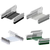 10PCS Clothes Hanger with Adjustable Clip Shorts Hangers Saving Space Stainless Steels for Hanging Trousers/Socks/Skirts/Coats 1