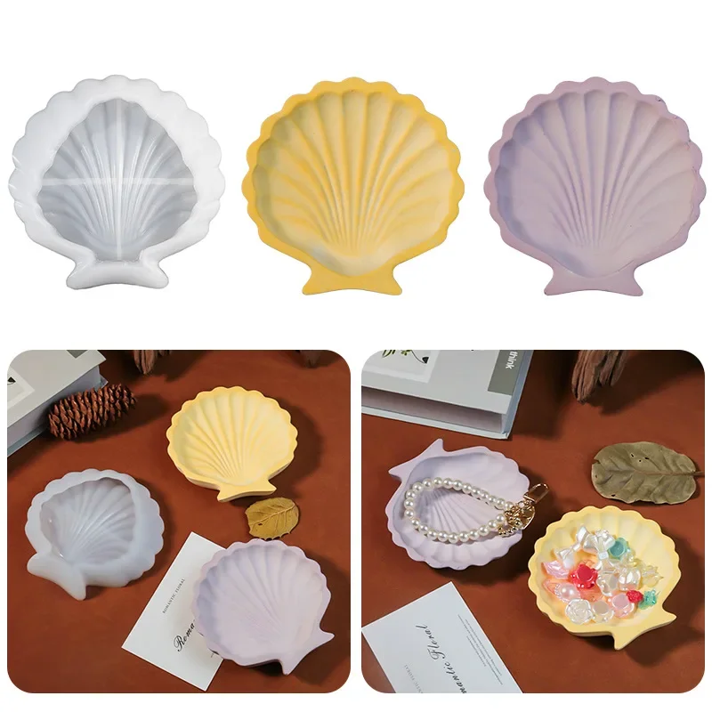 Silicone Mold for Ocean Shell Tray Home Gypsum Jewelry Storage Dish Drip Glue Mold Candle Aroma Storage Tray Epoxy Resin Molds