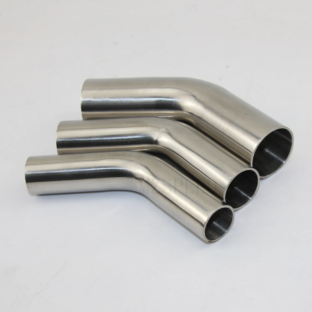Stainless Steel Tube Steel Pipe Sanitary grade 304 stainless steel 45 degrees lengthened elbow inside and outside polishing automatic welding 1.5/2.0mm