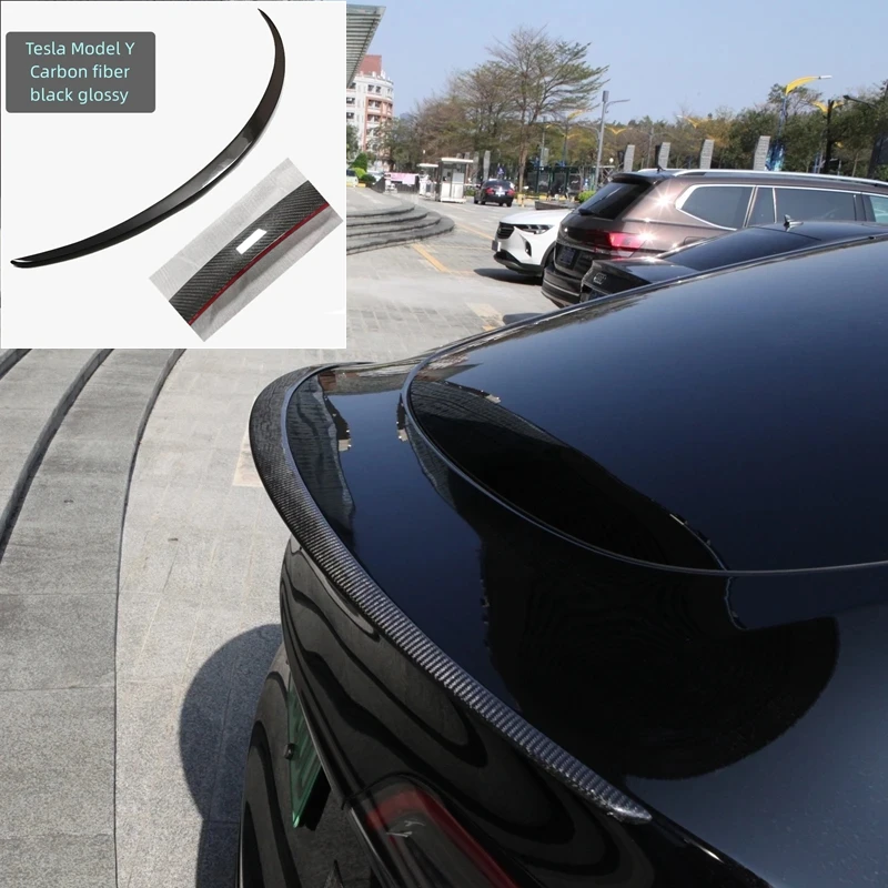 

Real Carbon Fiber Spoilers Wings For Tesla Model Y Model 3 2023 2022-2017 Accessories Trunk Tail 100% Real Carbon Fiber Spoiler