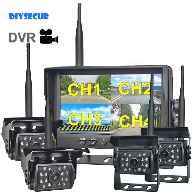 DIYSECUR Wireless 7inch AHD IPS DVR Car Monitor 720P IR Night Vision Reverse Backup Recorder Wifi AHD Camera for Bus Car Truck