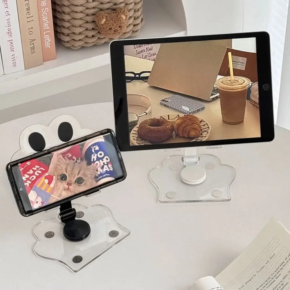 Stylish Cute Cat Paw Tablet Computer Stand Holder Rotatable Acrylic Phone Desktop Mount Stable Charger Compatible Bracket Vlog