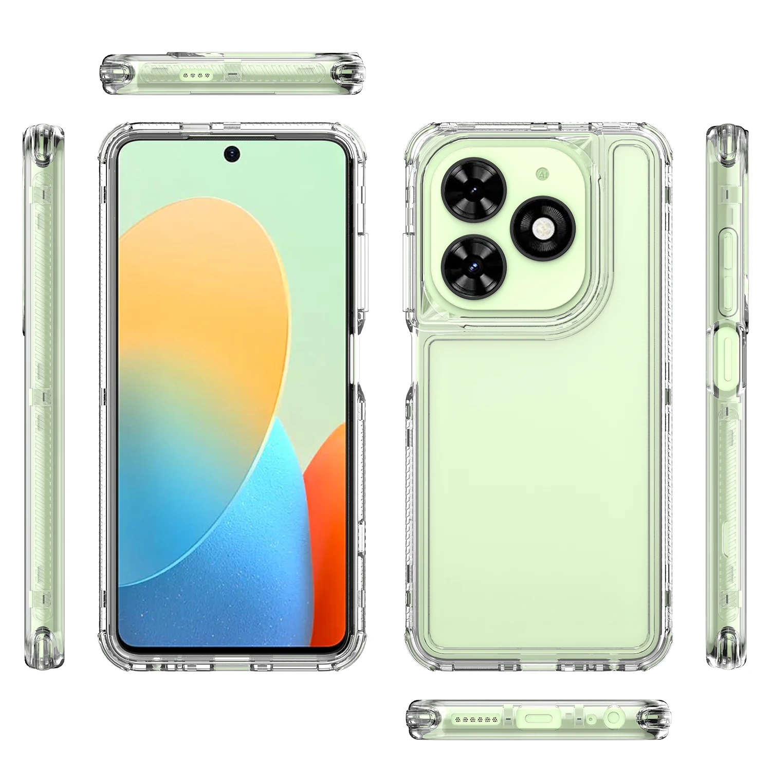 Rugged Armor Shockproof Phone Case with Transparent TPU Back