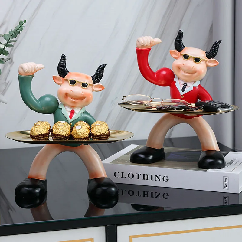 

Entrance Storage Decoration Ornaments Light Luxury Home Decoration Cow Cartoon Character Creative Nordic Key Tray