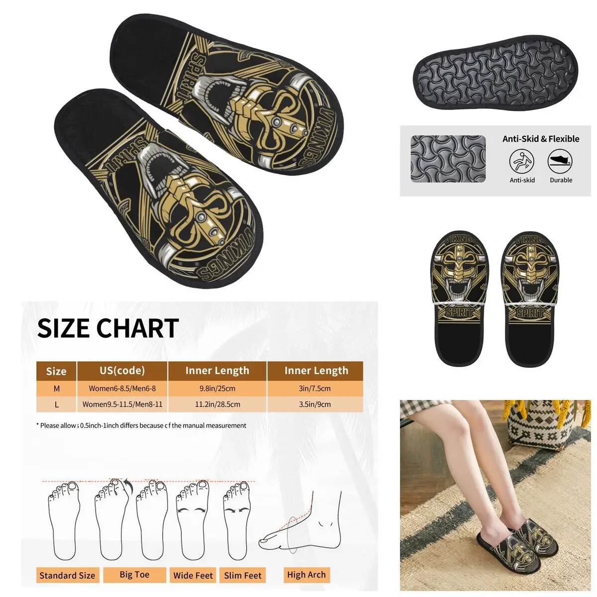 

SKULL VIKING FULL COLORS Illustration Men Women Furry slippers,Cosy pantoufle homme Home slippers