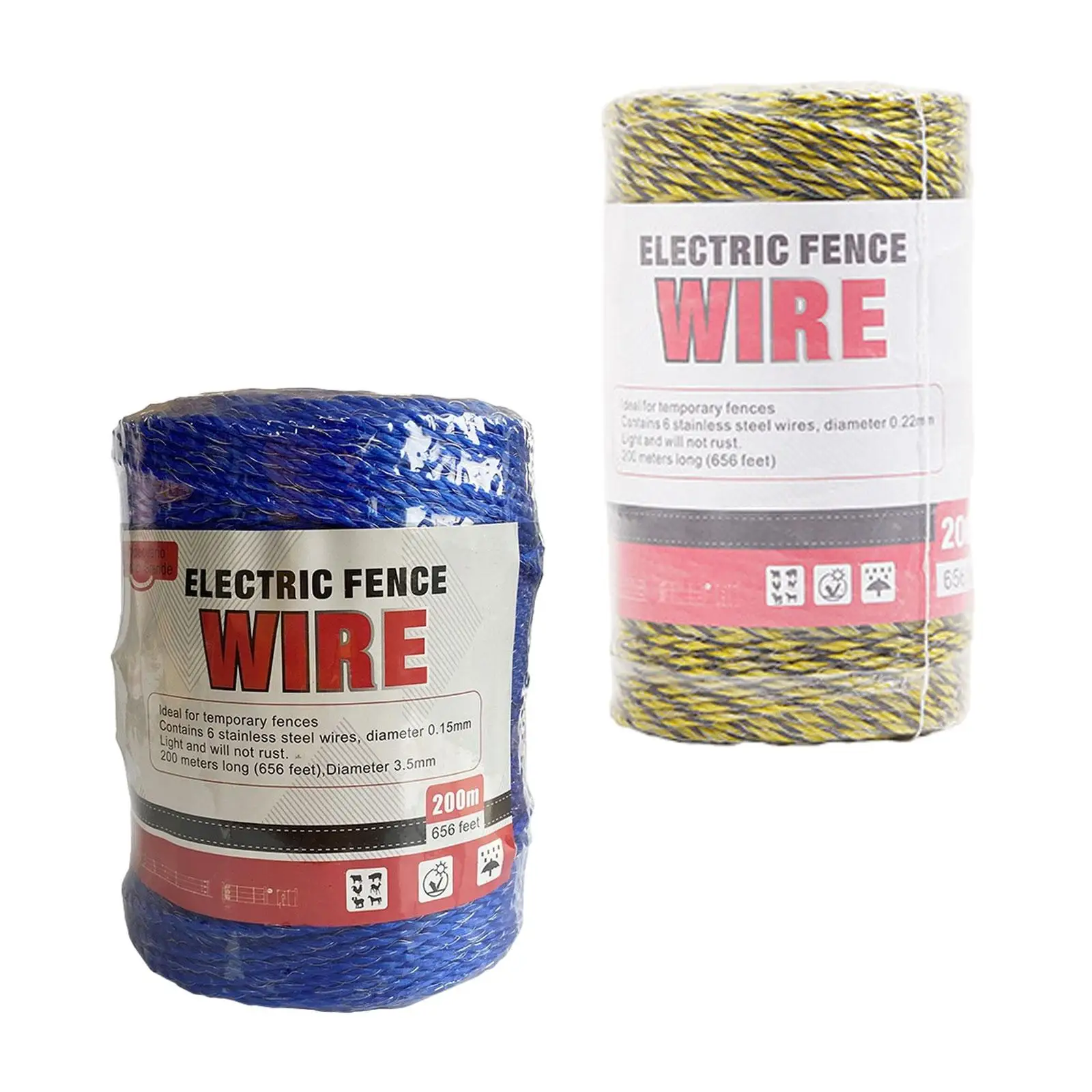 200M Electric Fence Polywire Convenient Multiuse Reliable High Electrical Conductivity for Horse Fence Pasture Cattle Animal