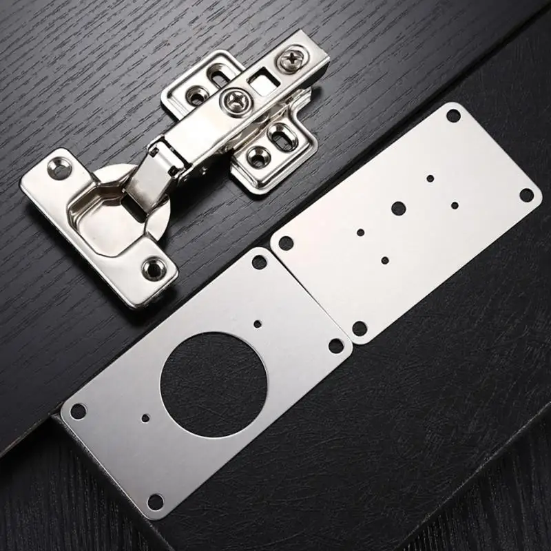 Stainless Steel Hinge Repair Plate For Cabinet Furniture Hinges Mounting Plate For Kitchen Cupboard Door Fixing Screws Hardware