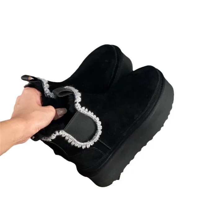 

2024 New autumn and winter fur one-piece thick-soled wool woven snow boots 426