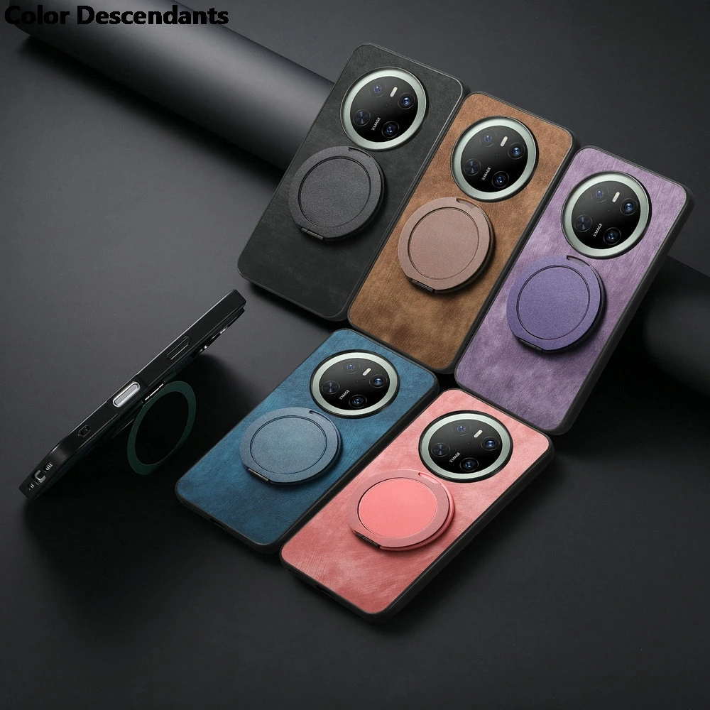 Luxury Leather Magnetic Back Case with Ring Cover for Realme Pro and Plus Series