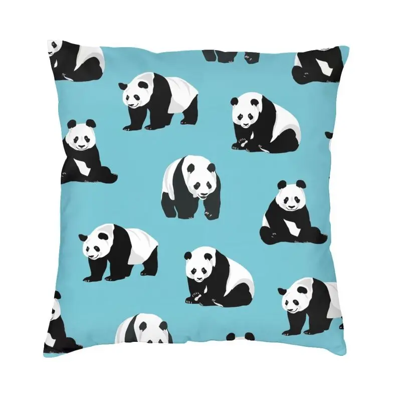 

Panda On Blue Background Pillow Cover Home Decor Animal Cushion Case Throw Pillow for Sofa Double-sided Printing