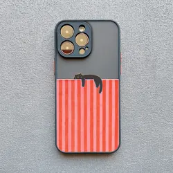 Artistic Black Cat Striped Pattern Phone Case - iPhone 12 Mini (Black TWM 1)
